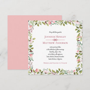 Pink Peonies and Eucalyptus Floral Frame Invitation