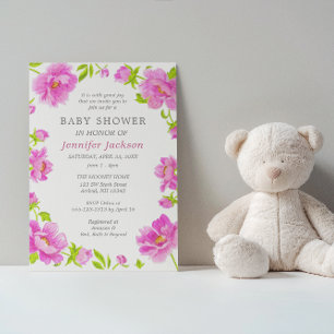 Pink Peonies Baby Shower Small Invitation