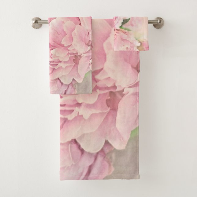 Pink Peonies Bath Towel Set (Insitu)