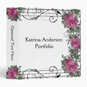 Pink Peonies Black Swirls Avery Binder