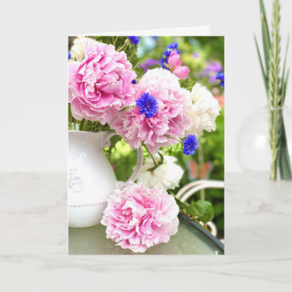 Pink Peonies Blank Greeting Card