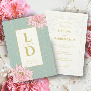 PINK PEONIES CHINOISERIE FAIRE-PART DE MARIAGE