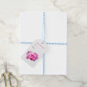 Pink Peonies Christmas Gift Tags