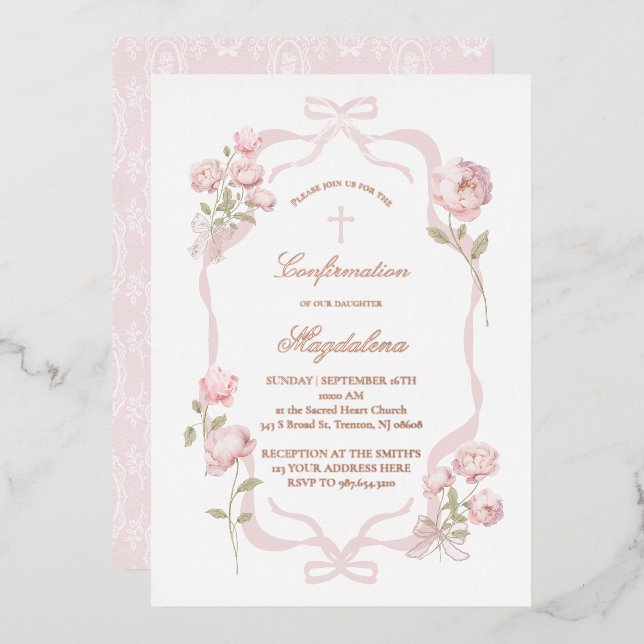 pink peonies Confirmation girl (Front/Back)