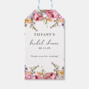 Pink Peonies Floral Bridal Shower Thank You Gift Tags