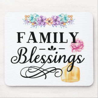 Pink Peonies Floral Family Blessings Mouse Pad