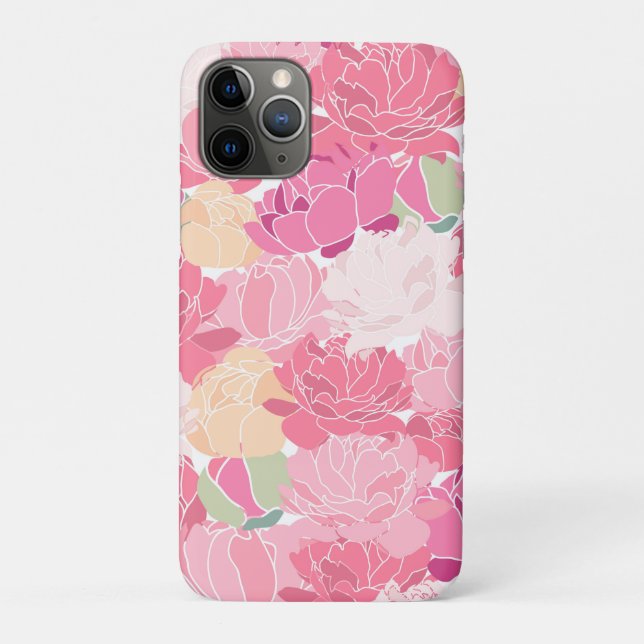 Pink Peonies Floral Garden Feminine Flowers Case-Mate iPhone Case (Back)