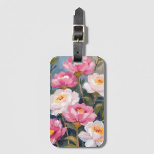 Pink Peonies Flower Bouquet Luggage Tag