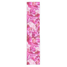 Pink Peonies Flower Table Runner