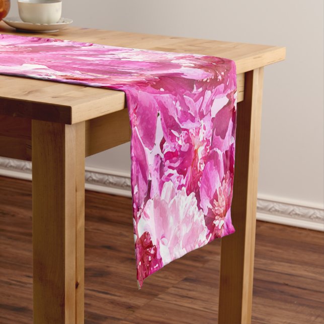 Pink Peonies Flower Table Runner (In Situ)