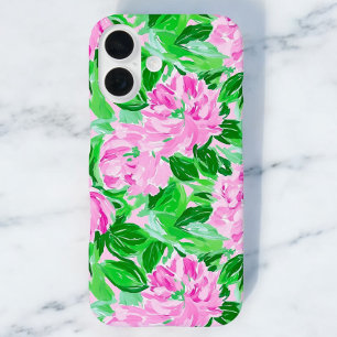 Pink Peonies Flowers Pattern iPhone 16 Case