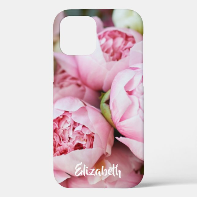 Pink Peonies Flowers Personalized Case-Mate iPhone Case (Back)