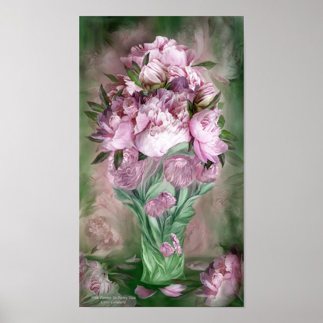 Pink Peonies In Peony Vase Art Poster/Print Poster (Front)