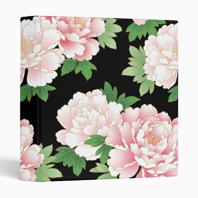 Pink Peonies Japanese Floral Kimono Binder (Front/Spine)