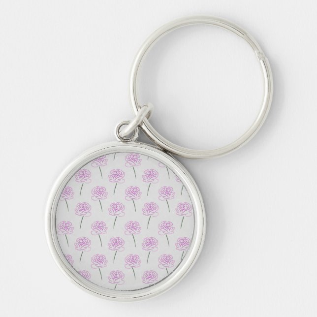 pink peonies keychain (Front)