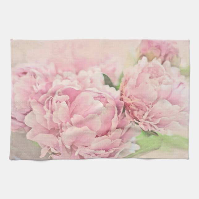 Pink Peonies Kitchen Towel (Horizontal)