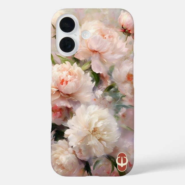 Pink Peonies Monogram Name Personalized Case-Mate iPhone Case (Back)