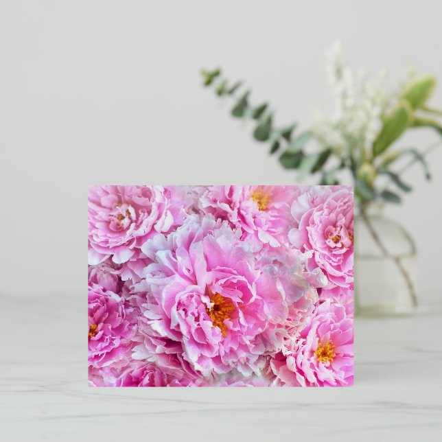 Pink Peonies Mother's Day Foil Holiday Postcard (Standing Front)