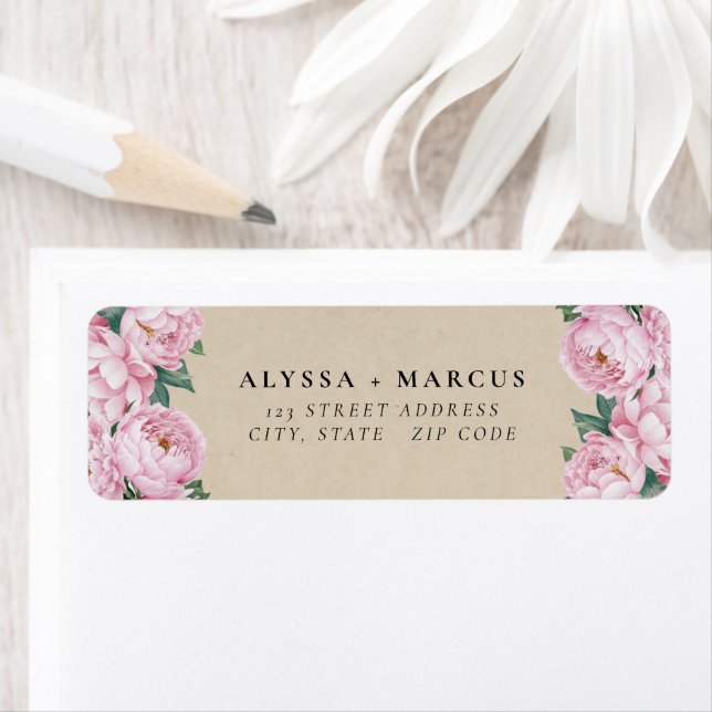 Pink Peonies on Parchment Couple Names (Insitu)