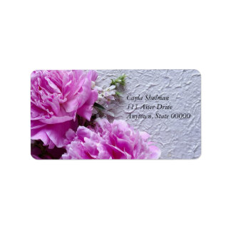 Pink peonies on textures label
