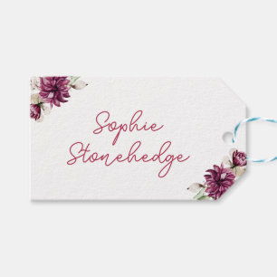 Pink peonies onederful birthday party watercolor gift tags