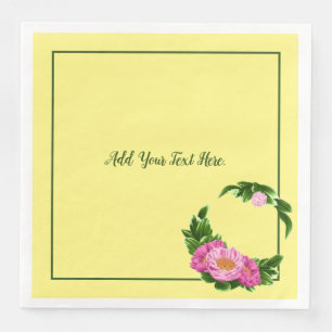Pink Peonies Paper Napkin