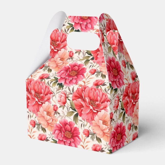 Pink Peonies Party Treat Box (Front Side)