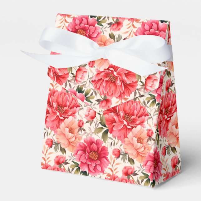 Pink Peonies Party Treat Box (Front Side)