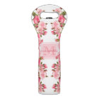 Pink Peonies Personalized Monogram | Wine Tote