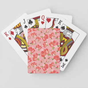 pink peonies playing cards
