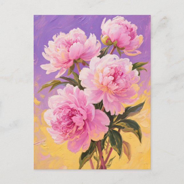 Pink peonies postcard (Front)
