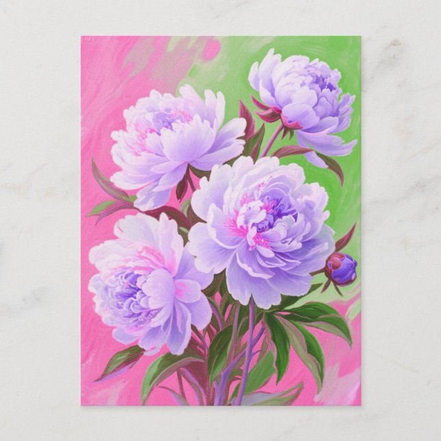 Pink peonies postcard (Front)