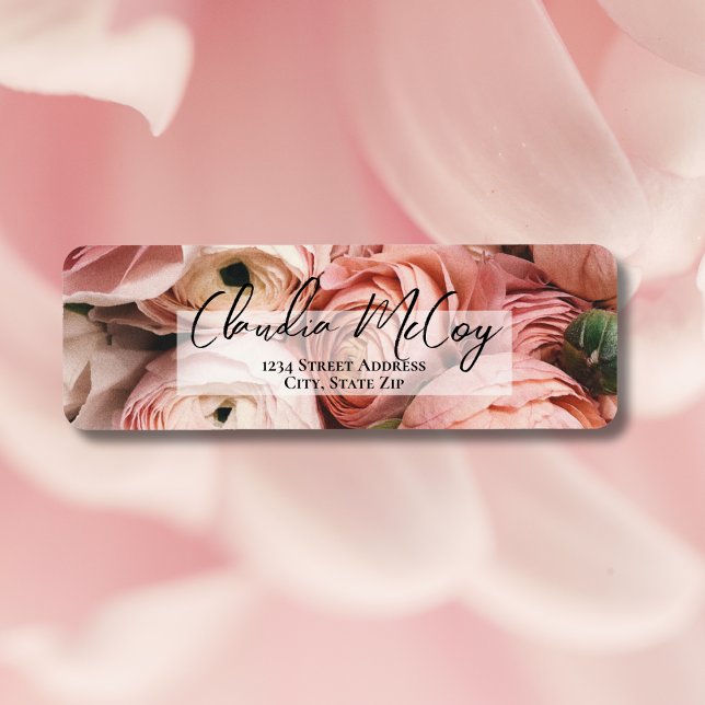 Pink Peonies Return Address label (Creator Uploaded)
