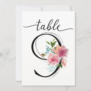 Pink Peonies Table nine Table Number