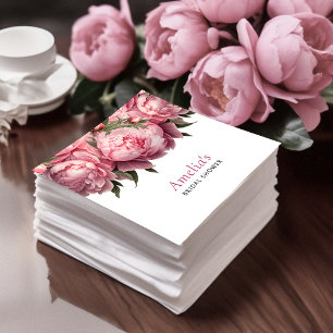 Pink Peonies Watercolor Bridal Shower Napkin