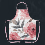 Pink Peonies Watercolor Floral Botanical Painted Apron<br><div class="desc">Pink Peonies Watercolor Floral Botanical Painted Apron</div>
