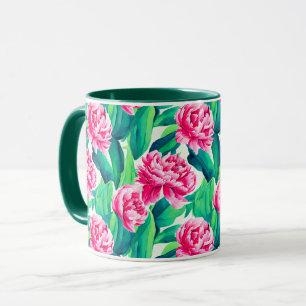 Pink Peonies Watercolor Print   Mug