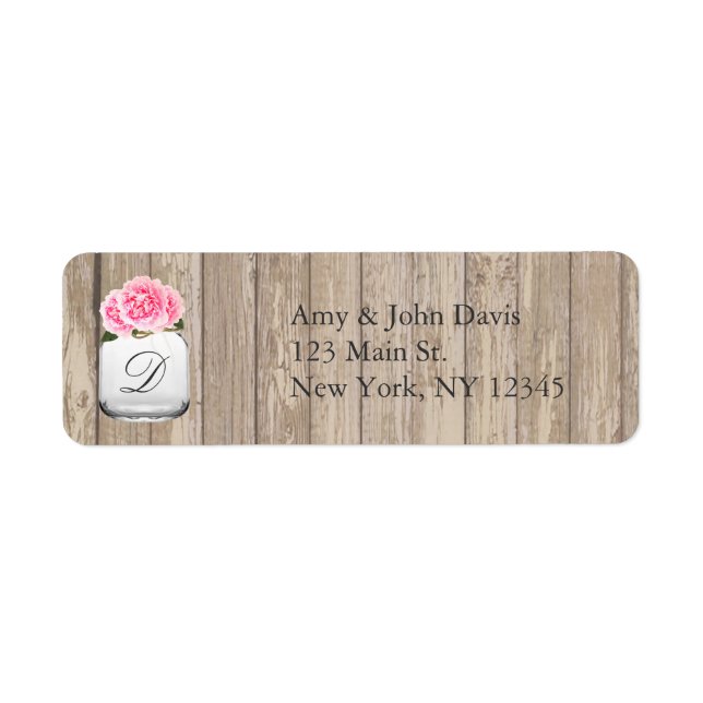 Pink peonies wedding address labels peony2 (Front)