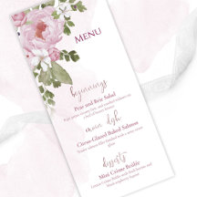 Pink Peonies Wedding Menu