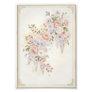 Pink Peonies & Wisteria Elegant Floral Bouquet  Photo Print