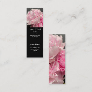 Pink peonies with text space bookmark mini business card
