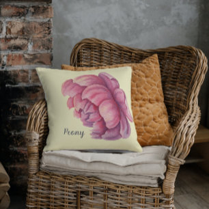 Pink Peony Big Bloom Throw Pillow