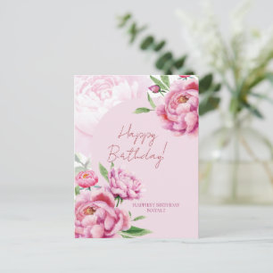 Pink Peony Birthday Folded Greeting Card