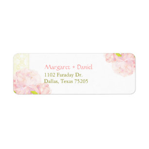 Pink Peony Blooms Mariage Adresse de retour