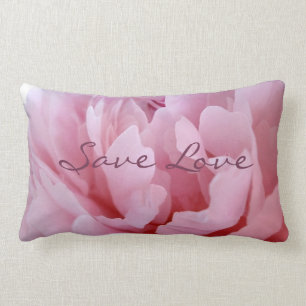 Pink Peony Blossom. Lumbar Pillow