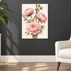 Pink Peony Botanical Poster