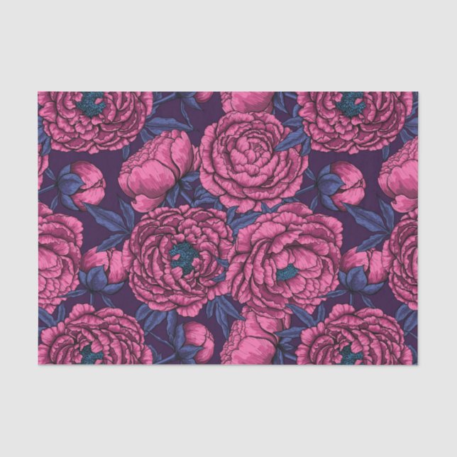 Pink peony bouquet tissue paper (Front)