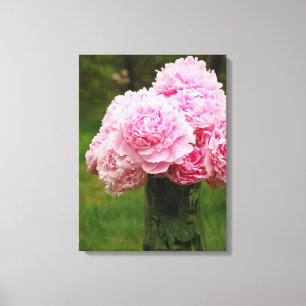 Pink Peony Bouquet Wrapped Canvas