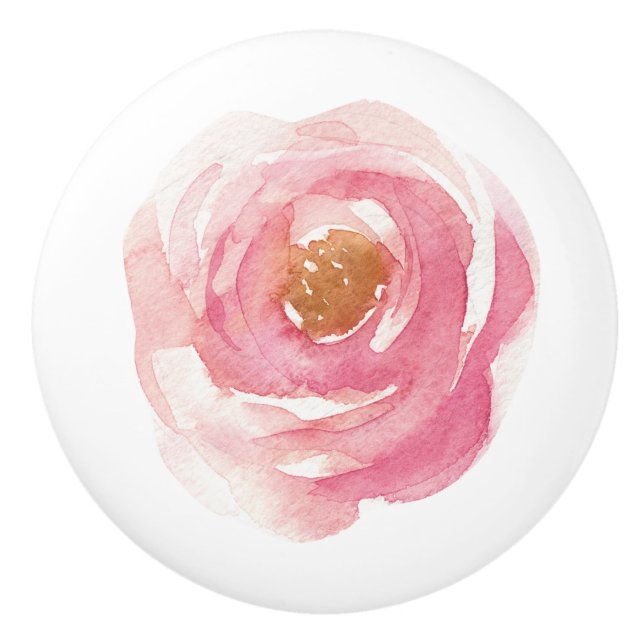 Pink peony Ceramic Drawer Pull (Front)