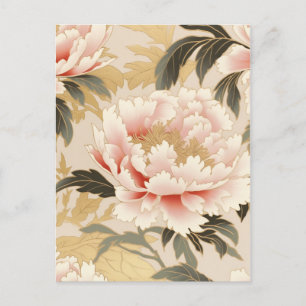 Pink Peony Chiyogami Postcard